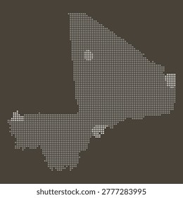 Mali dotted map brown vintage dark background retro style