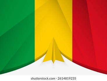 Mali Flag with Abstract Paper Airplane Design, National Flag in a geometric folded paper style. Vector illustration.
