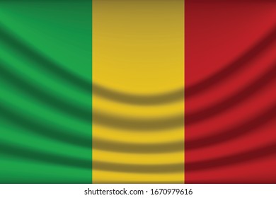Fondo de la bandera de Mali con textura de tela. Indicador Malí ilustración vectorial eps10. - Vector