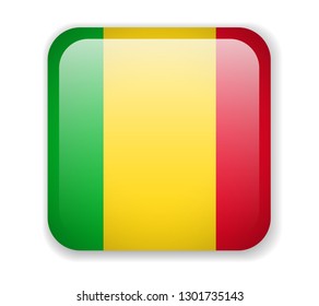 Mali flag bright square icon. Vector Illustration