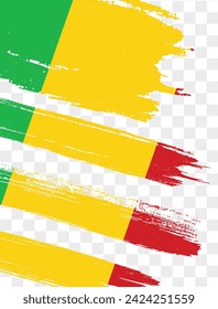Mali flag with brush paint textured isolated  on png or transparent background. vector illustration