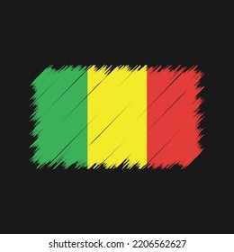 Mali Flag Brush Strokes Painted