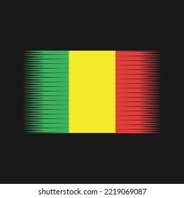Mali Flag Brush Strokes Painted