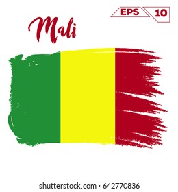 Mali flag brush strokes painted vector illustration