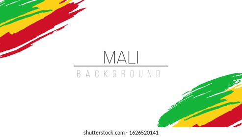 Mali flag brush style background with stripes. Stock vector illustration isolated on white background.