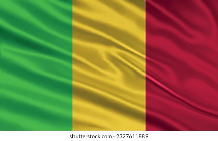 Mali flag design. Waving Mali flag made of satin or silk fabric. Vector Illustration.