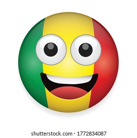 Mali flag face vector illustration.High quality emoticon vector on white background.Emoji vector.Mali Flag emoticon.Flag emoji.