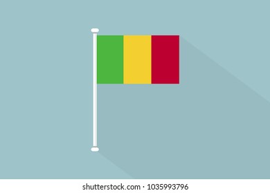 Mali flag with flagpole,vector illustration
