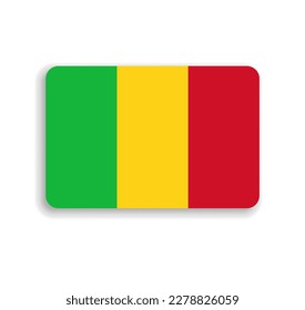Mali flag - flat vector rectangle with rounded corners and dropped shadow.