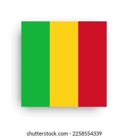 Mali flag - flat vector square with sharp corners and dropped shadow.