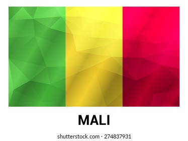 Mali Flag, geometric polygonal shapes. Vector illustration.