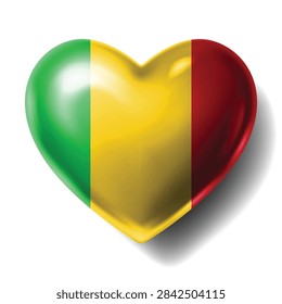 MALI Flag Heart Shape Vector, Love MALI National Symbol Design