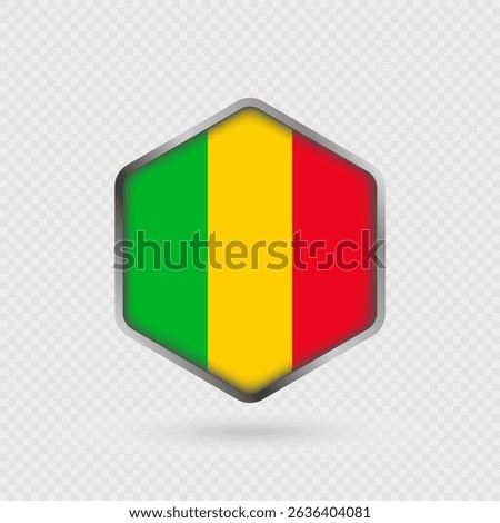 Mali Flag Icon in Hexagon Shape.