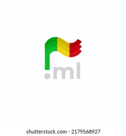 Mali Flag Symbol. Originelles einfaches Design des bösartigen Flag, Kartenmarker. Design-Element, Template nationalen Poster mit ml Domain. Staatspatriotisches Banner von Mali. Vektorgrafik
