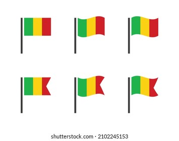 Mali flag icon set, flag of the Republic of Mali symbols