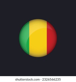 Mali flag icon,Round Mali flag icon vector isolated,Mali flag button.