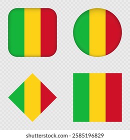 Mali Flag Icons Pack. Vector illustration.