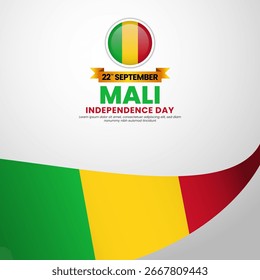 Mali flag for independence day square banner background with realistic flag