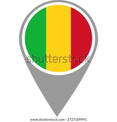 Mali flag location pin, Mali flag on location pin, Mali map pointer in high quality