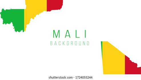 Mali flag map background. The flag of the country in the form of borders. Stock vector illustration isolated on white background.