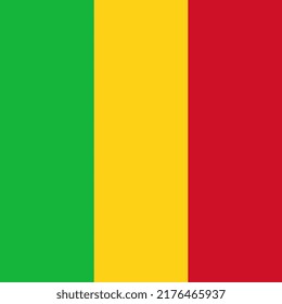 Mali flag, official colors. Vector illustration.