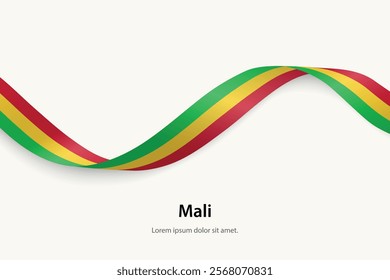 Mali flag on Waving ribbon. Template for independence day