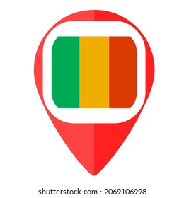 país de marcadores de mapa de pin de bandera de Mali