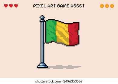 Mali Flagge Pixel Kunst Retro-Videospiel 2d Asset Illustration isoliert vektoriell africa Land Nation