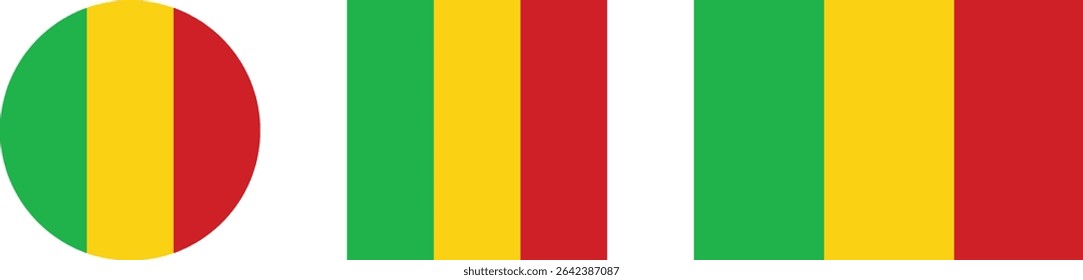
Mali flag PNG vector. Mali square and round icon isolated on transparent PNG background. Mali flag icon.

