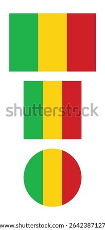 
Mali flag PNG vector. Mali square and round icon isolated on transparent PNG background. Mali flag icon.

