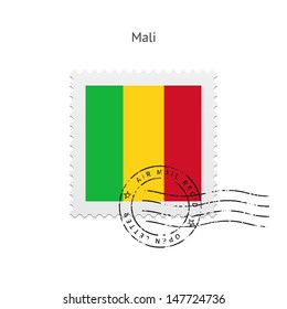 Mali Flag Postage Stamp on white background. Vector illustration.