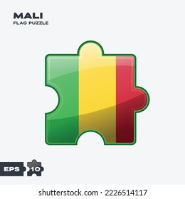 Piezas del rompecabezas de la bandera de Mali. ilustración vectorial aislada en fondo blanco