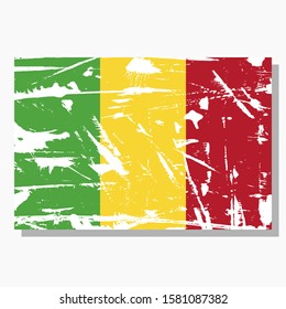 Mali flag with scratches and shadow in vector