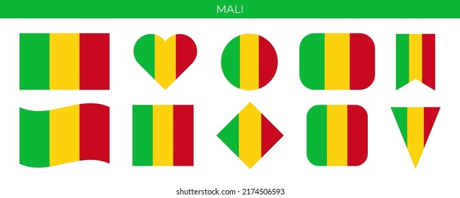 Mali flag set icon vector illustration. Design template