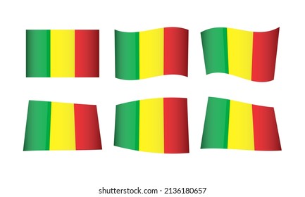 Bandera de Mali marca bandera maliense símbolo nacional ícono vectores pegatinas República de África Reino de la República de Bamako Banderas de onda País Día del Estado Ola de Emblema Nación de cultura de independencia realista