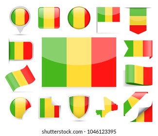 Mali Flag Set - Vector Illustration