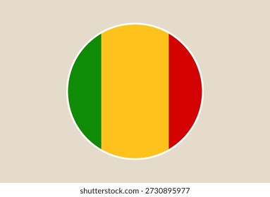 Mali Bandeira como um ícone redondo simples sobre um fundo isolado, símbolo vetor nacional orgulhoso da África.