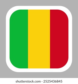 Mali flag square flat vector with rounded corners and white border, vector illustration