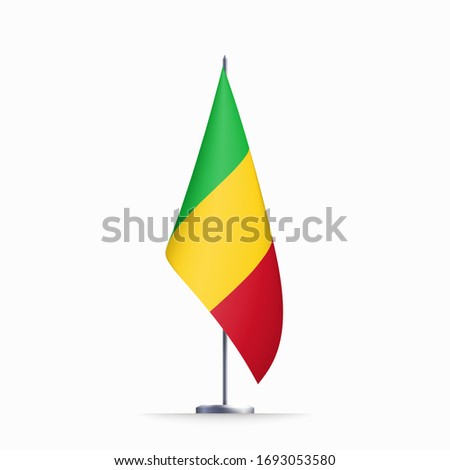 Mali flag state symbol isolated on background national banner. Greeting card National Independence Day of the Republic of Mali. Illustration banner with realistic state flag.