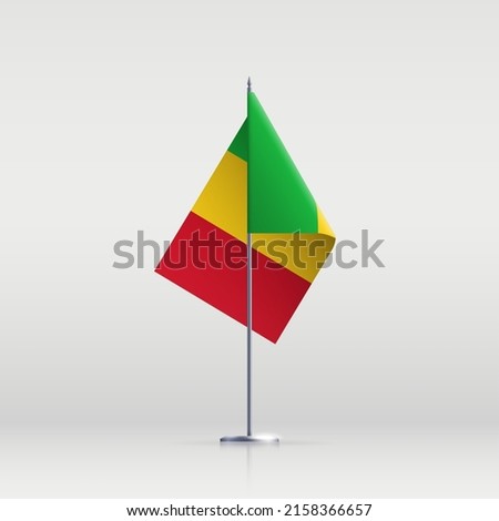 Mali flag state symbol isolated on background national banner. Greeting card National Independence Day of the Republic of Mali. Illustration banner with realistic state flag.