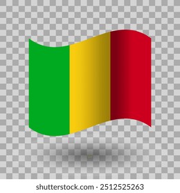 Mali flag vector. Mali wavy flag isolated transparent background. Flag of Mali symbol icon