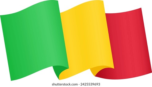 Mali Flagge Welle isoliert auf PNG oder transparente Hintergrund Vektor-Illustration. 