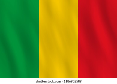 Mali flag with waving effect, official proportion.
