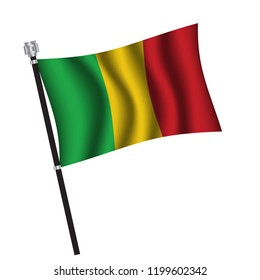 Mali flag , flag of Mali waving on flag pole, vector illustration EPS 10.