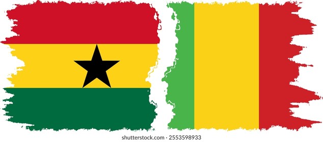 Mali and Ghana grunge flags connection, vector