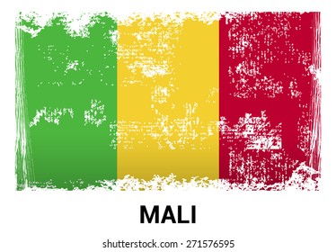 Mali grunge flag isolated vector in official colors and Proportion Correctly. country's name label in bottom