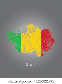 Mali grunge old state flag