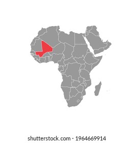  mali Highlighted on africa Map Eps 10
