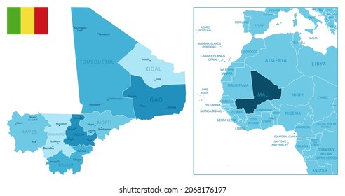 Mali - highly detailed blue map. Vector illustration