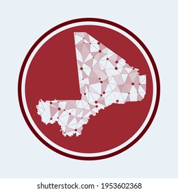 Mali icon. Trendy tech logo of the country. Geometric mesh round design. Technology, internet, network, telecommunication concept. Vector illustration.